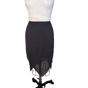 Y2K Fairycore Hanky Hem Mesh Overlay A. Byer Midi Skirt Size Medium Black